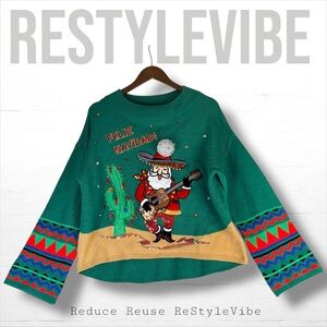 HOLIDAY TIME Women’s Size M Sweater Crew Neck Ugly Christmas Feliz Navidad Bells